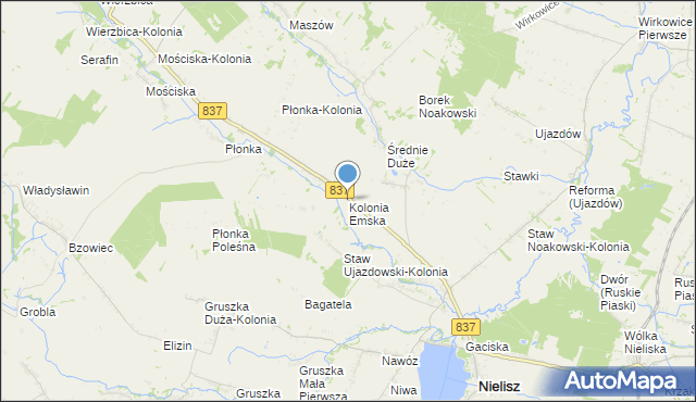 mapa Kolonia Emska, Kolonia Emska na mapie Targeo